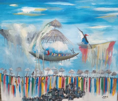 Fête des retrouvailles au village - Peinture - Dieudonne Fête des retrouvailles au village - Peinture - Dieudonne