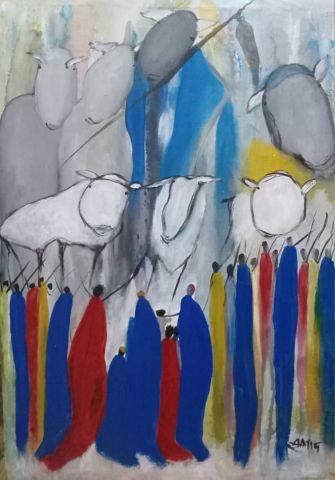 Les moutons - Peinture - Dieudonne Les moutons - Peinture - Dieudonne