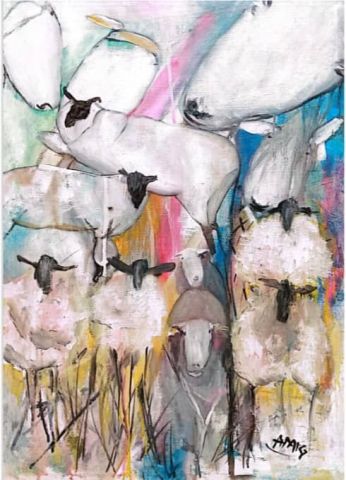 Troupeau de moutons - Peinture - Dieudonne Troupeau de moutons - Peinture - Dieudonne