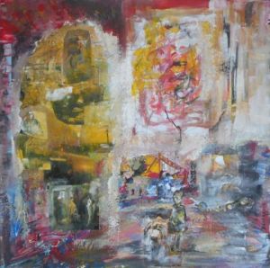 Peinture de BOURGEOIS: La promenade du chien