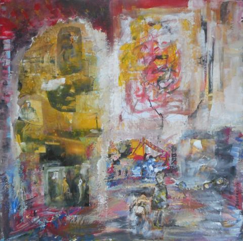 La promenade du chien - Peinture - BOURGEOIS