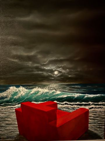 club dans les flots au crépuscule - Peinture - YRO