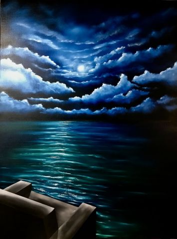 fauteuil sombre dans la mer - Peinture - YRO