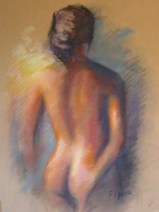Peinture de Edwige FIGURA: Caresse au pastel