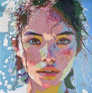 Peinture de Michel Lheureux: Captivating Gaze