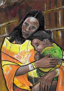 Peinture de Patmor: Femme et son enfant