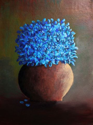 Fleurs Bleue - Peinture - AILEDELO