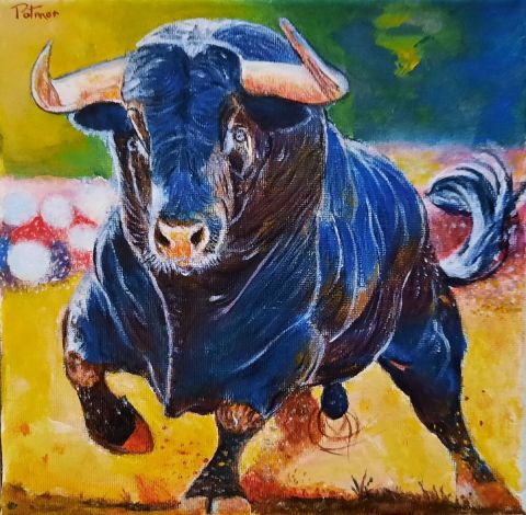Le taureau dans l'arène - Peinture - Patmor