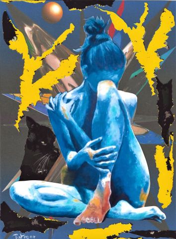 Femme nue au chat noir - Peinture - Patmor