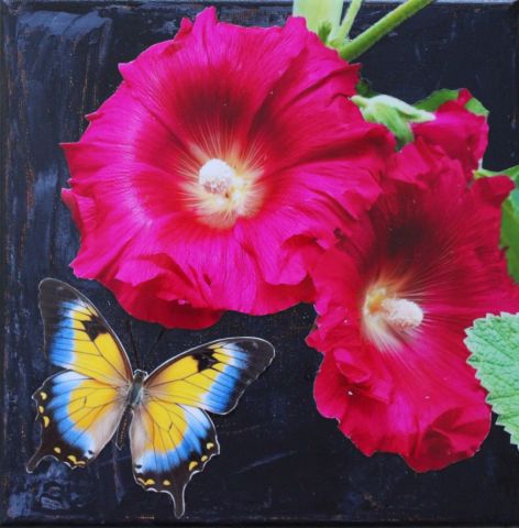 Rose trémière et papillon - Peinture - Patmor