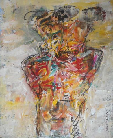 En attendant le taureau - Peinture - BOURGEOIS