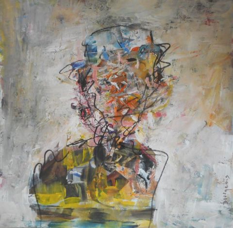 L'homme au chapeau - Peinture - BOURGEOIS