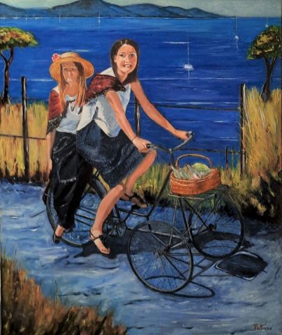 Sur le chemin qui longe la mer - Peinture - Patmor