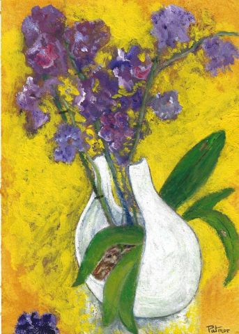 Vase blanc aux orchidées - Peinture - Patmor