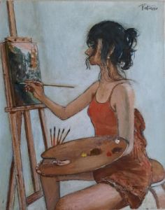 Peinture de Patmor: Artiste peintre à son chevalet