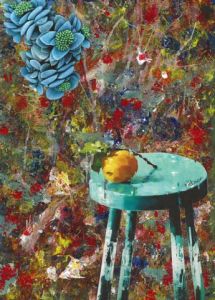 Peinture de Patmor: Citron sur un tabouret