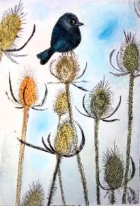 Voir cette oeuvre de ETIENNE Gaetane: Petit oiseau sur chardon