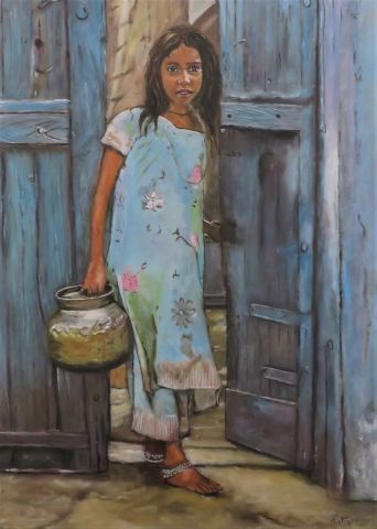 Peinture : Fillette à la cruche - Patmor Peinture : Fillette à la cruche - Patmor