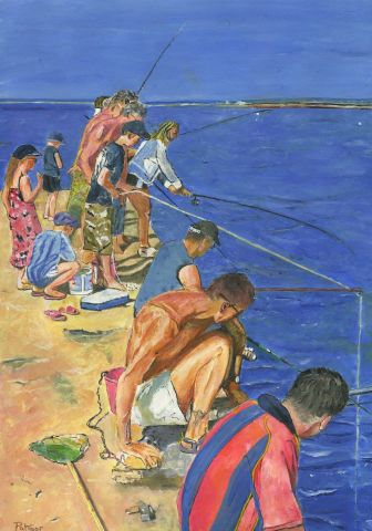 Peinture : Pêcheurs à la Pointe st Gildas - Patmor Peinture : Pêcheurs à la Pointe st Gildas - Patmor