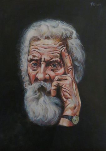 Vieil homme pensif - Peinture - Patmor