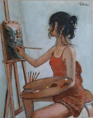 Artiste peintre à son chevalet - Peinture - Patmor
