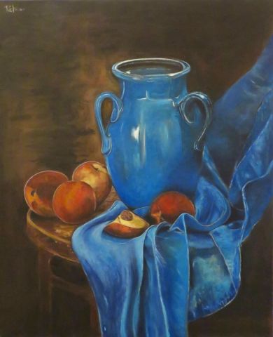 Peinture : Nature morte aux pêches - Patmor Peinture : Nature morte aux pêches - Patmor