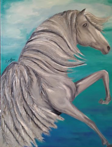 Pégase  - Peinture - fdufour