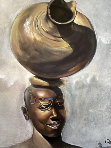 Portrait Massaï - Peinture - Kokyart