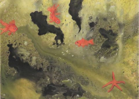 Peinture : Poissons rouges - Patmor