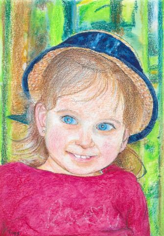 Peinture : Petite fille au chapeau de paille - Patmor