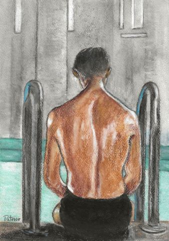 Peinture : Un nageur hésitant - Patmor