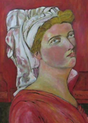 Peinture : La pleureuse de David en rouge - Patmor