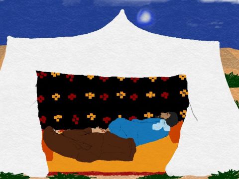 Peinture : Sous la tente - Aminata Niang