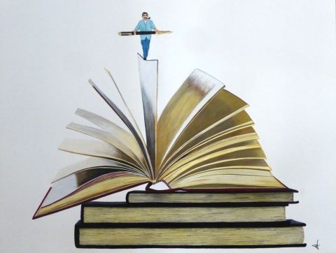 Peinture : Le funambule des lettres - Jean-Alexandre