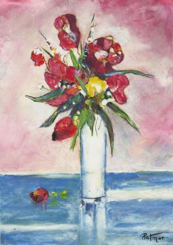Peinture de Patmor : Vase blanc avec des fleurs