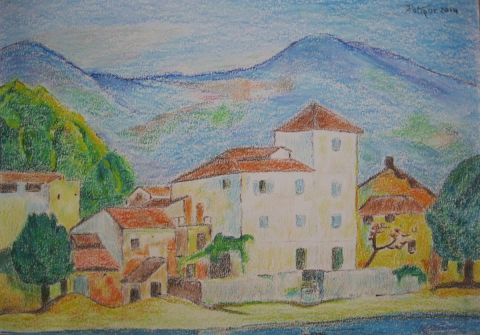 Peinture de Patmor : Paysage montagneux