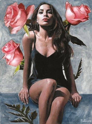 Peinture de Patmor : Femme et fleurs