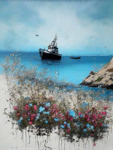 Art numerique de Françoise DELEGLISE : bord de mer 1