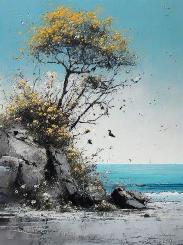 Art numerique de Françoise DELEGLISE : bord de mer 2