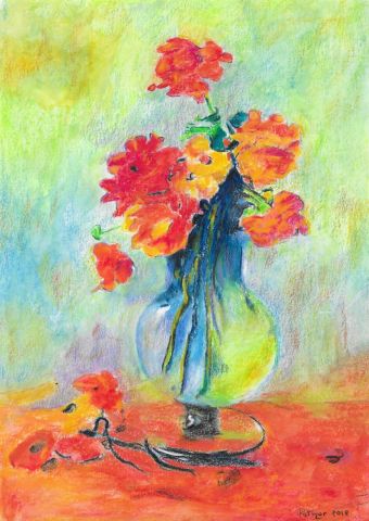 Peinture de Patmor : Fleurs dans un verre