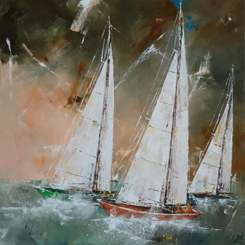 Peinture de Vidal : Course de voiliers