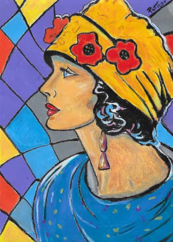 Peinture de Patmor : Femme au turban jaune