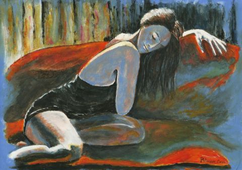 Peinture de Patmor : Femme sur un canapé