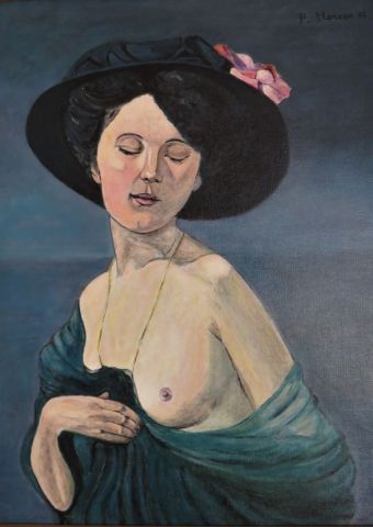 Peinture de Patmor : La dame au chapeau noir