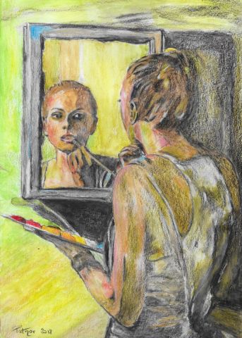 Peinture de Patmor : Peintre à sa palette...de maquillage