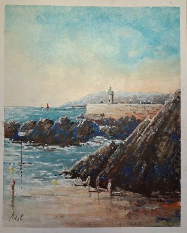 Peinture de Vidal : Binic-etables/mer.