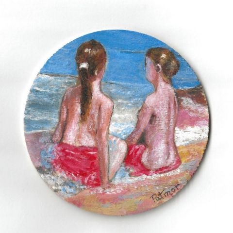 Peinture by Patmor : Deux jeunes filles au bord de la mer