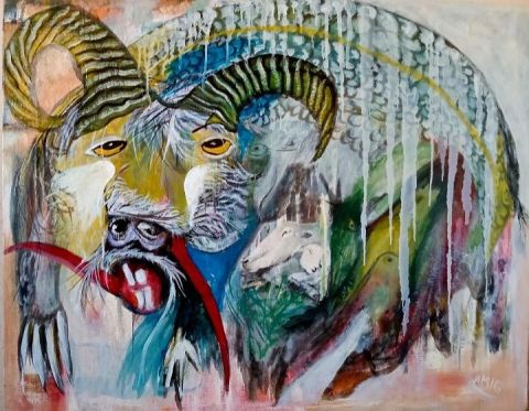 Peinture de Dieudonne : Le Lion-Croco