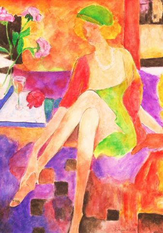 Peinture de Patmor : Femme assise dans son salon