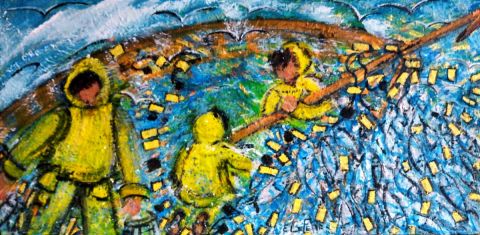 Peinture de Edwige lefevre : PECHE AUX FILETS